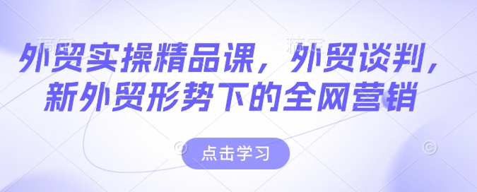 外贸实操精品课，外贸谈判，新外贸形势下的全网营销-苍穹网创