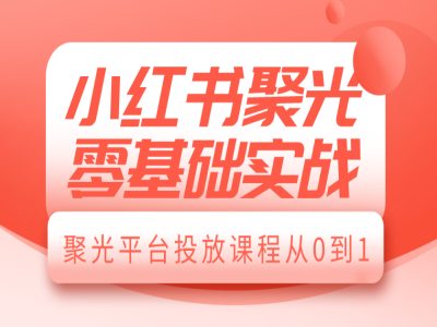 小红书聚光零基础实战，聚光平台投放课程从0到1-苍穹网创
