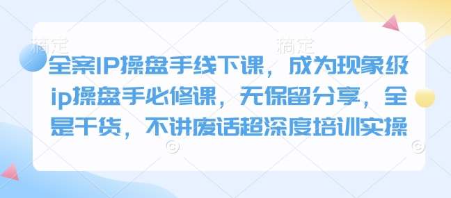 全案IP操盘手线下课，成为现象级ip操盘手必修课，无保留分享，全是干货，不讲废话超深度培训实操-苍穹网创
