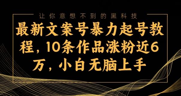 最新文案号暴力起号教程，10条作品涨粉近6万，小白无脑上手-苍穹网创
