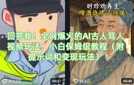 回答我！全网爆火的AI古人骂人视频玩法，小白保姆级教程(附提示词和变现玩法)-苍穹网创