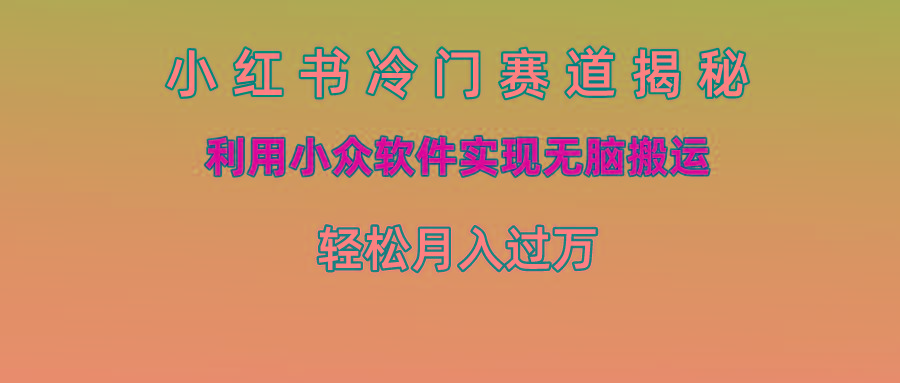 小红书冷门赛道揭秘,利用小众软件实现无脑搬运，轻松月入过万-苍穹网创