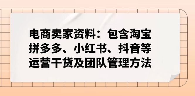 电商卖家资料：包含淘宝、拼多多、小红书、抖音等运营干货及团队管理方法-苍穹网创