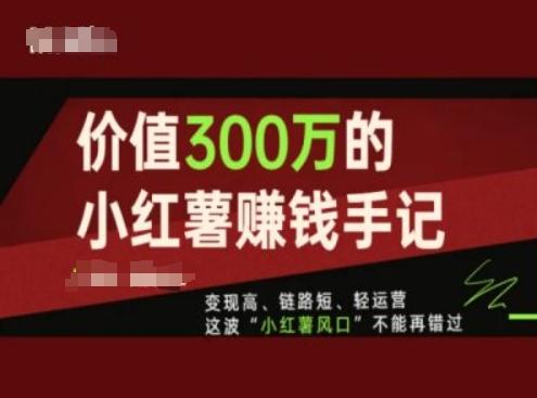 价值300万的小红书赚钱手记，变现高、链路短、轻运营，这波“小红薯风口”不能再错过-苍穹网创