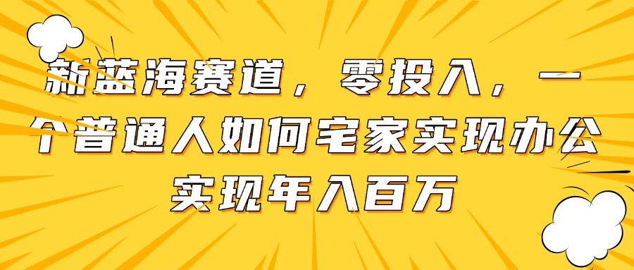 新蓝海赛道，零投入，一个普通人如何宅家办公实现年入百万-苍穹网创