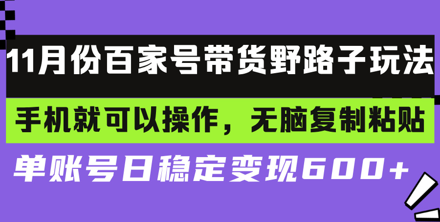 百家号带货野路子玩法 手机就可以操作，无脑复制粘贴 单账号日稳定变现…-苍穹网创