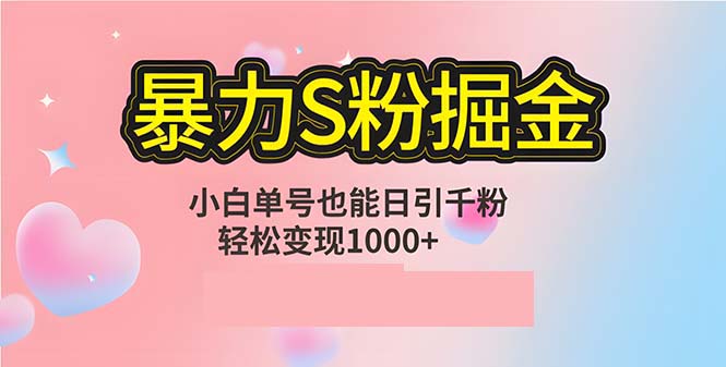 单人单机日引千粉，变现1000+，S粉流量掘金计划攻略-苍穹网创