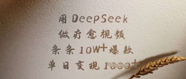 用DeepSeek做疗愈视频，条条10W+爆款，单日变现多张-苍穹网创