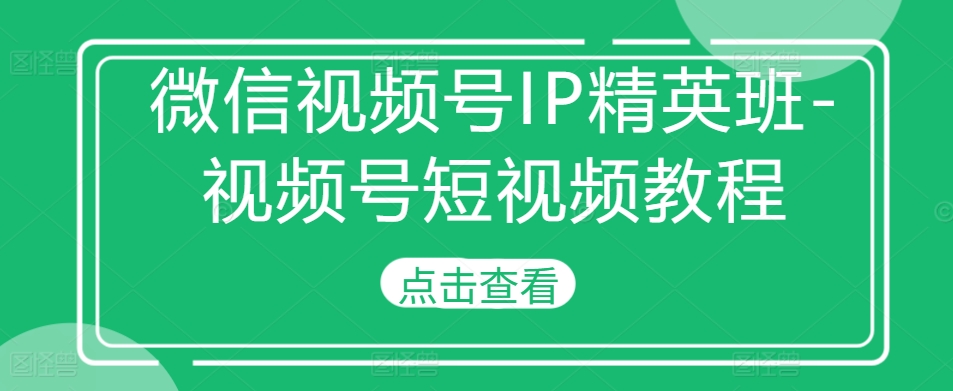 微信视频号IP精英班-视频号短视频教程-苍穹网创