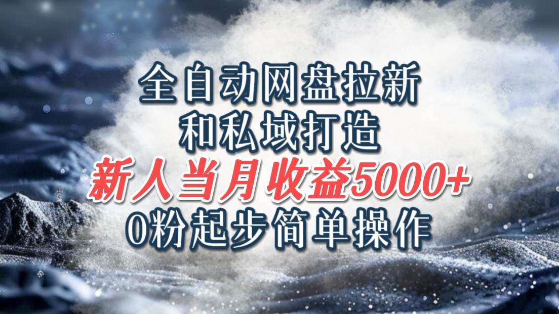 全自动网盘拉新和私域打造，0粉起步简单操作，新人入门当月收益5000以上-苍穹网创