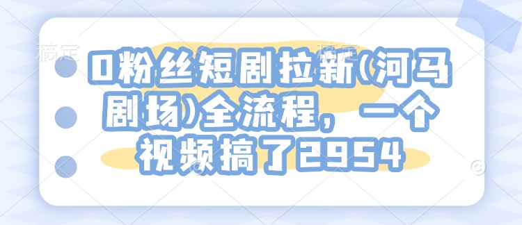 0粉丝短剧拉新(河马剧场)全流程，一个视频搞了2954-苍穹网创