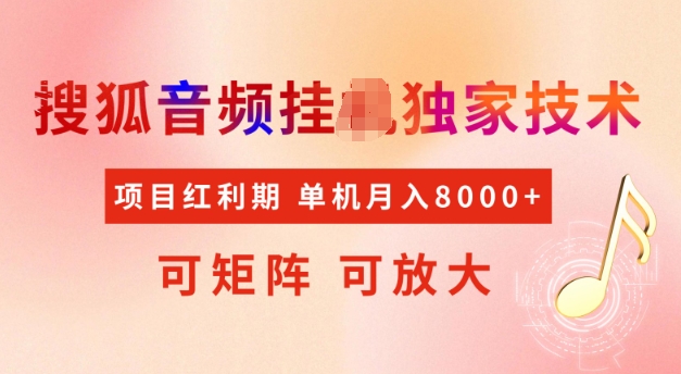 首发搜狐音频挂JI，项目红利期，可矩阵可放大，稳定月入5k【揭秘】-苍穹网创