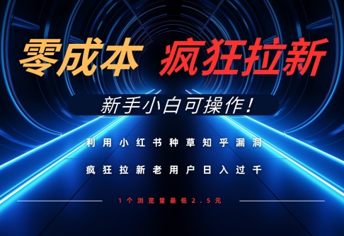 利用小红书种草知乎漏洞，零成本疯狂拉新日入数张，新手小白可操作-苍穹网创