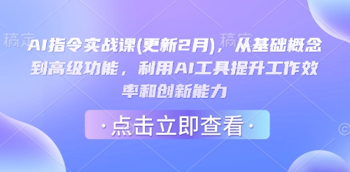 AI指令实战课(更新2月)，从基础概念到高级功能，利用AI工具提升工作效率和创新能力-苍穹网创