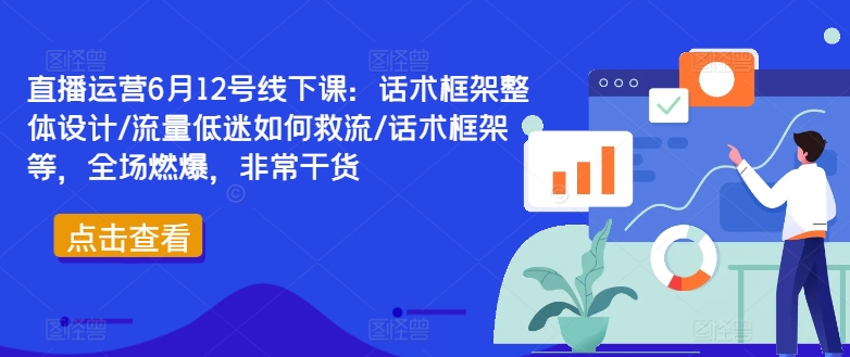 直播运营6月12号线下课：话术框架整体设计/流量低迷如何救流/话术框架等，全场燃爆，非常干货-苍穹网创