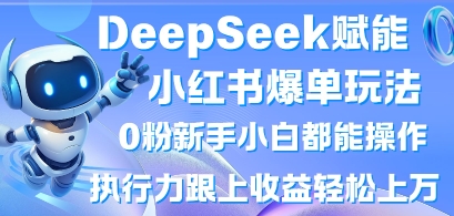 DeepSeek赋能小红书爆单玩法0粉新手小白都能操作，执行力跟上收益轻松上W，懒人勿做-苍穹网创