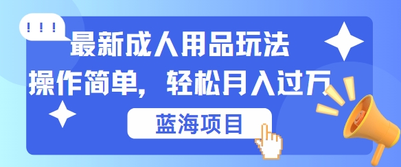 最新成人用品项目玩法，操作简单，动动手，轻松日入几张【揭秘】-苍穹网创