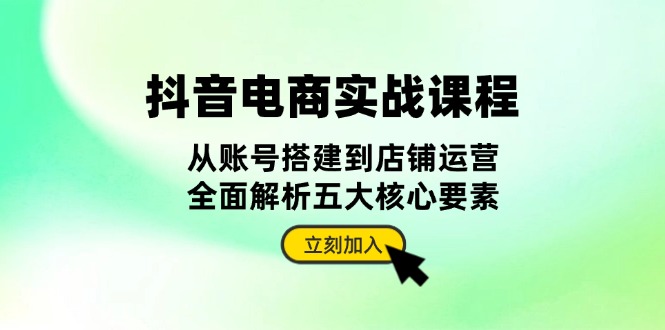 抖音 电商实战课程：从账号搭建到店铺运营，全面解析五大核心要素-苍穹网创