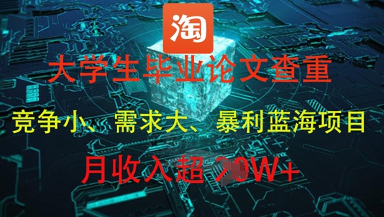 大学生毕业论文查重，暴利蓝海项目，月收入过1W+-苍穹网创