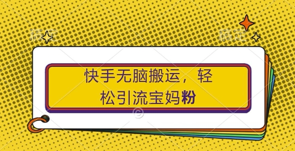 快手无脑搬运，轻松引流宝妈粉，纯小白轻松上手【揭秘】-苍穹网创