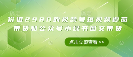 价值2980的视频号短视频橱窗带货和公众号小绿书图文带货-苍穹网创