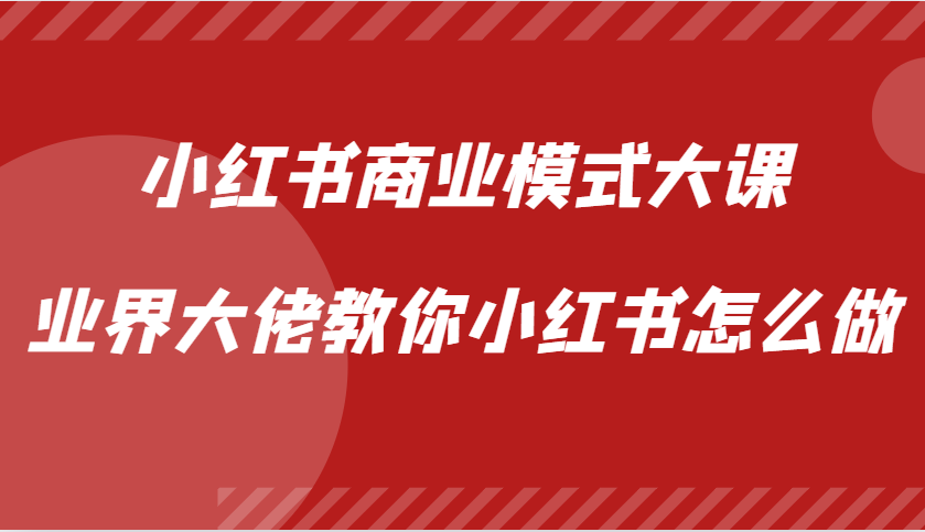 小红书商业模式大课，业界大佬教你小红书怎么做【视频课】-苍穹网创