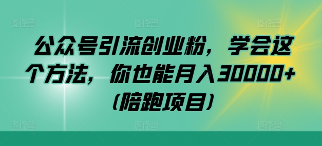 公众号引流创业粉，学会这个方法，你也能月入30000+ (陪跑项目)-苍穹网创