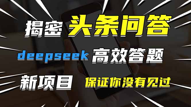 头条问答，刚出的新玩法！保证你没见过！用DeepSeek去高效答题，一个账…-苍穹网创