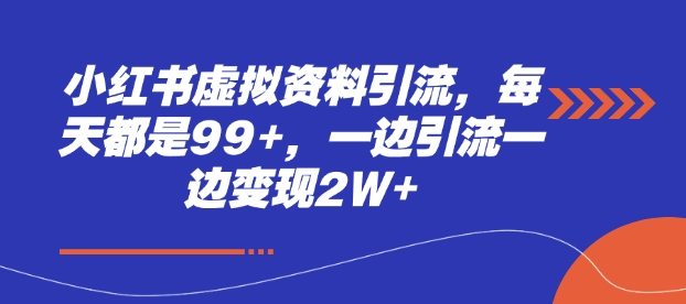 小红书虚拟资料引流，每天都是99+，一边引流一边变现2W+-苍穹网创