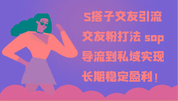 S搭子交友引流，交友粉打法 sop，导流到私域实现长期稳定盈利！-苍穹网创