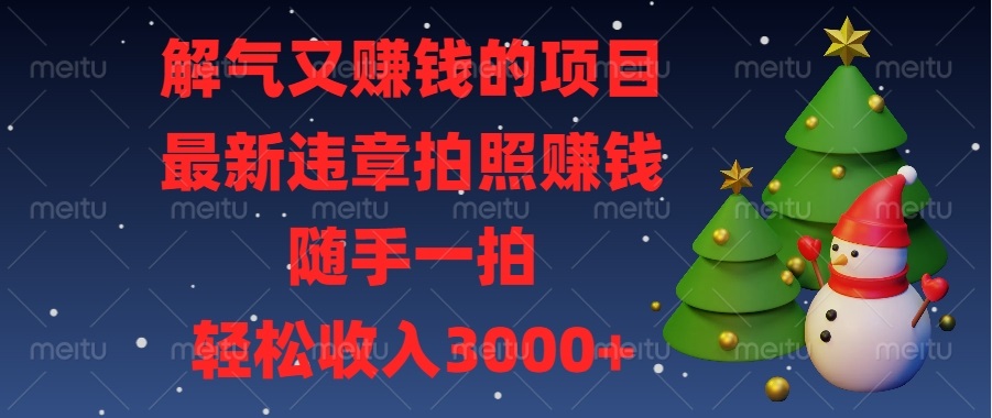 解气又赚钱的项目，最新违章拍照赚钱，随手一拍，轻松收入3000+-苍穹网创