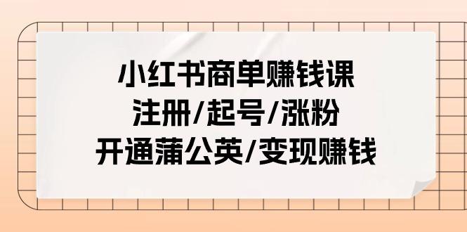 小红书商单赚钱课：注册/起号/涨粉/开通蒲公英/变现赚钱(25节课)-苍穹网创