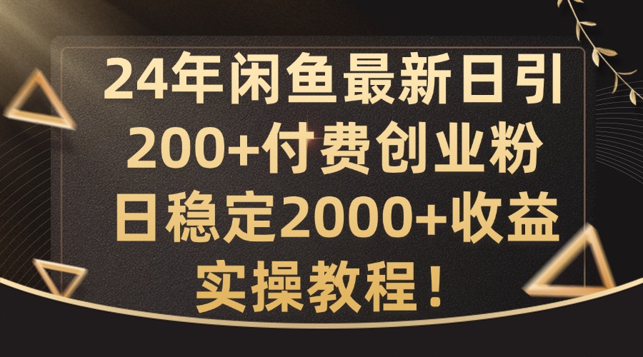 24年闲鱼最新日引200+付费创业粉日稳2000+收益，实操教程【揭秘】-苍穹网创