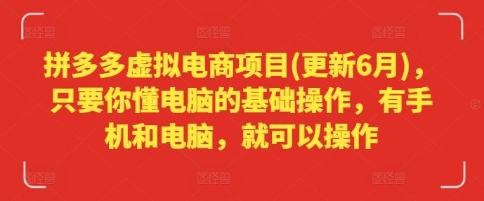 拼多多虚拟电商项目(更新6月)，只要你懂电脑的基础操作，有手机和电脑，就可以操作-苍穹网创
