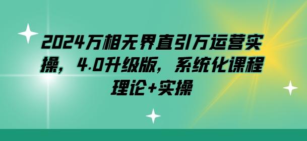 2024万相无界直引万运营实操，4.0升级版，系统化课程 理论+实操-苍穹网创