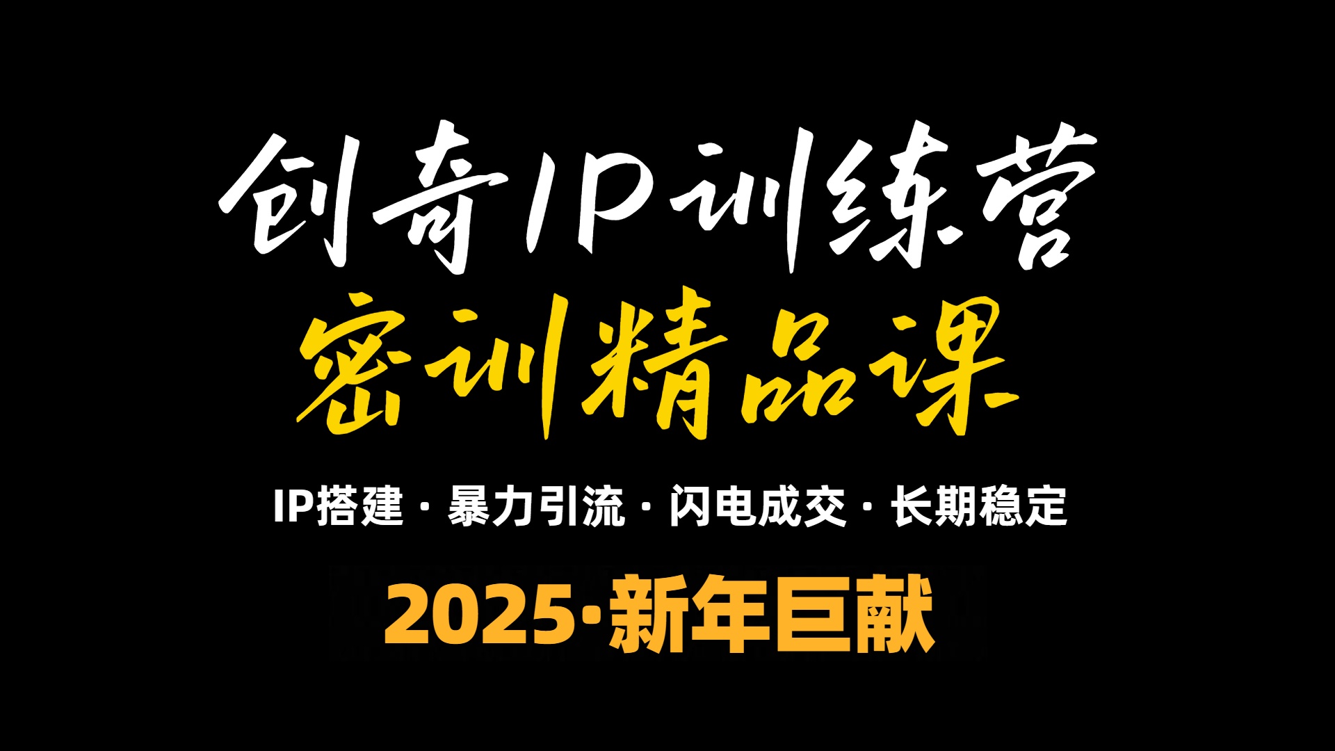 2025年“知识付费IP训练营”小白避坑年赚百万，暴力引流，闪电成交-苍穹网创