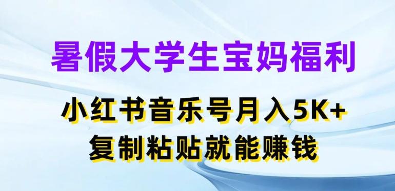暑假大学生宝妈福利，小红书音乐号月入5000+，复制粘贴就能赚钱【揭秘】-苍穹网创