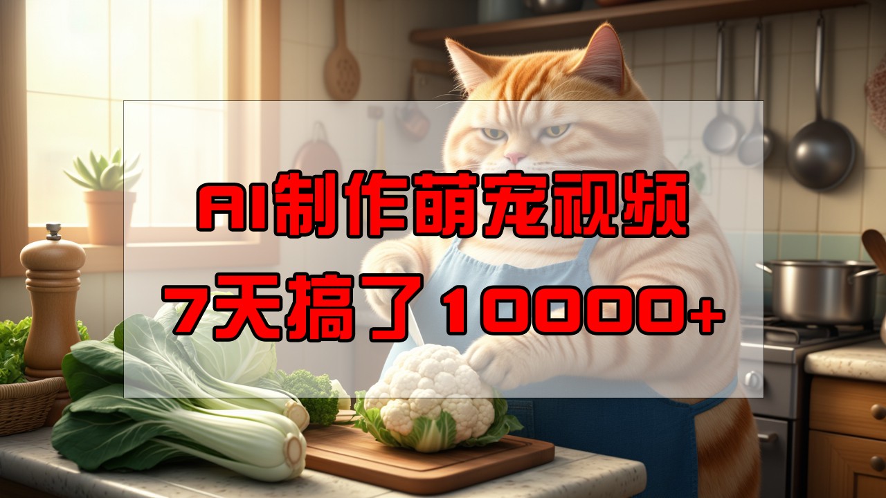 靠AI制作萌宠视频，7天搞了1万+，操作简单门槛低，有手机就行-苍穹网创