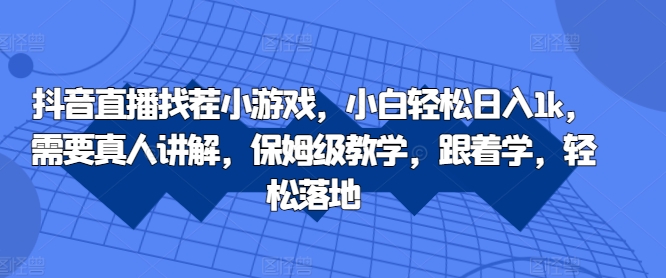抖音直播找茬小游戏，小白轻松日入1k，需要真人讲解，保姆级教学，跟着学，轻松落地【揭秘】-苍穹网创