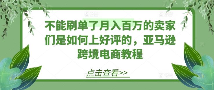 不能刷单了月入百万的卖家们是如何上好评的，亚马逊跨境电商教程-苍穹网创