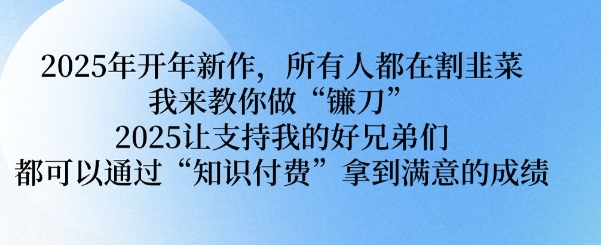 2025年开年新作，所有人都在割韭菜，我来教你做“镰刀” 2025让支持我的好兄弟们都可以通过“知识付费”拿到满意的成绩【揭秘】-苍穹网创