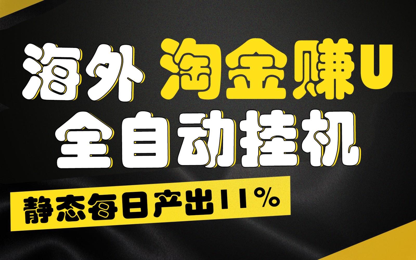 海外淘金赚U，全自动挂机，静态每日产出11%，拉新收益无上限，轻松日入1万+-苍穹网创
