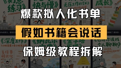 最新爆款拟人化书单玩法，假如书籍会说话，保姆级教程-苍穹网创