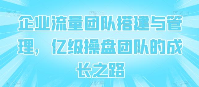 企业流量团队搭建与管理，亿级操盘团队的成长之路-苍穹网创