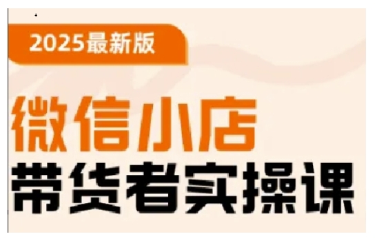 2025最新版微信小店带货者实操课，基础操作到高级运营技巧，快速上手-苍穹网创