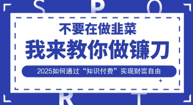 韭菜生涯终结者，我来教你做镰刀，2025如何通过“知识付费”实现财F自由【揭秘】-苍穹网创