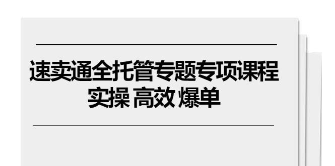 速卖通 全托管专题专项课程，实操 高效 爆单(11节课-苍穹网创