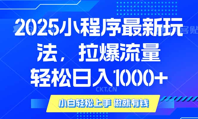 2025年小程序最新玩法，流量直接拉爆，单日稳定变现1000+-苍穹网创
