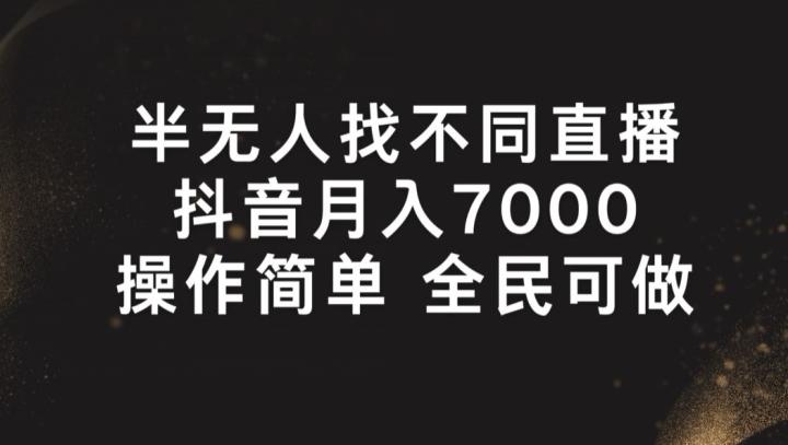 半无人找不同直播，月入7000+，操作简单 全民可做【揭秘】-苍穹网创