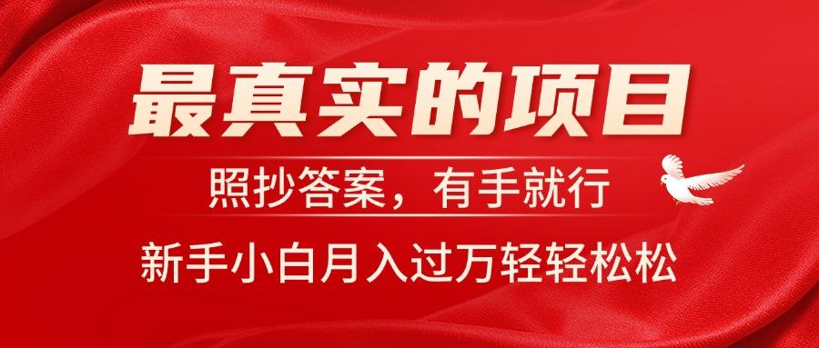 最真实的项目，照抄答案，有手就行，新手小白月入过万轻轻松松-苍穹网创